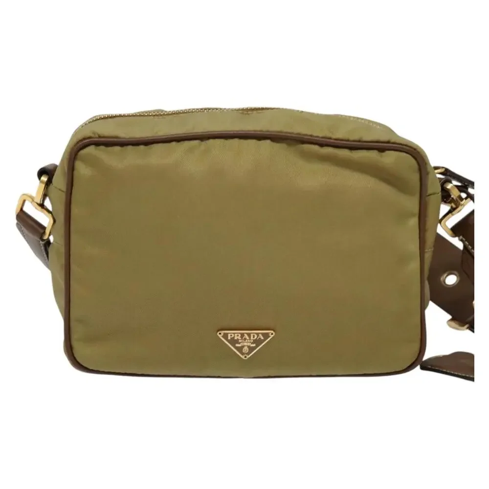 PRADA Shoulder Bag Nylon Beige Gold - Picture 2 of 12